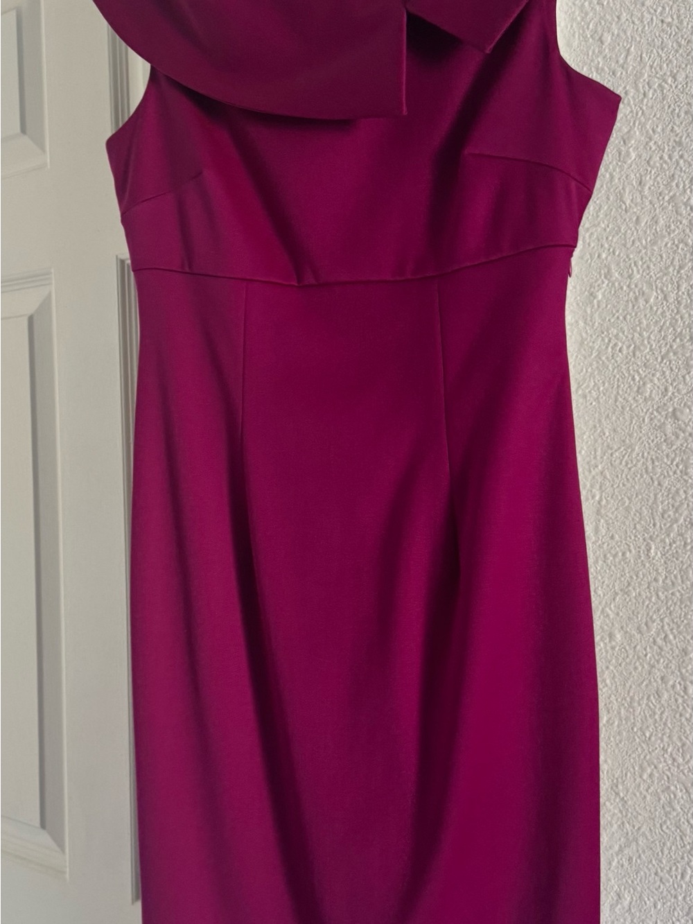Anne Klein One-Shoulder Magenta Sheath Dress